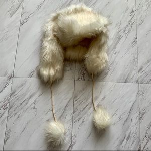 Faux fur trapper hat with Pom poms